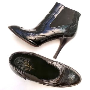 Cole Haan Black Patten Italian Booties